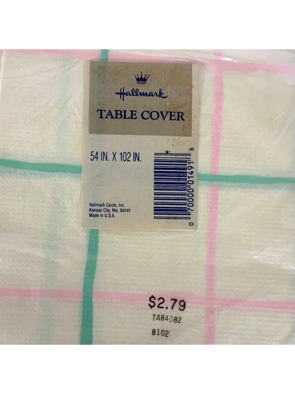 Hallmark Table Cover Set Of 2 Plaid 54x102 Pink Green